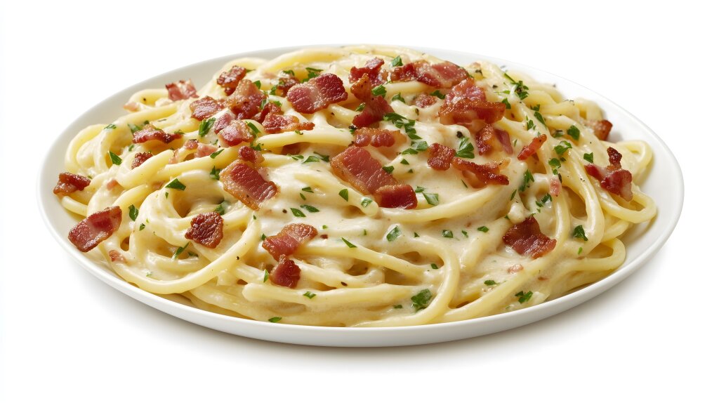 A plate of spaghetti carbonara